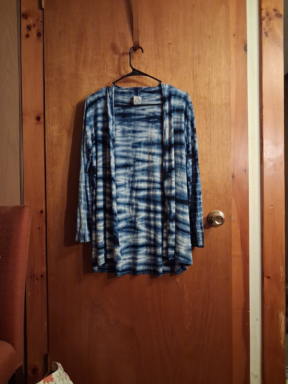American Age Blue Tie-Dye Open Front Cardigan